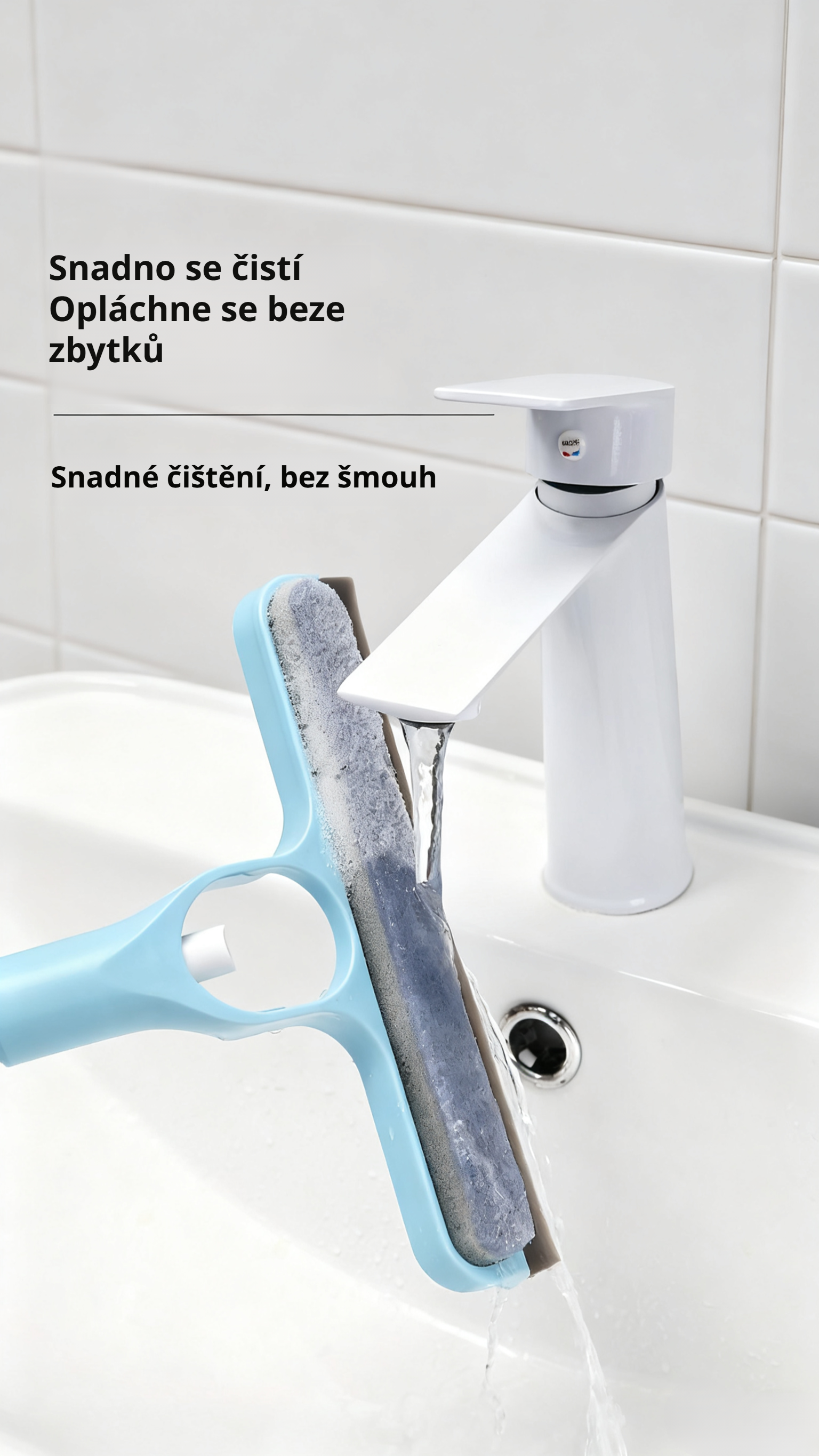 Prejový mop v akci při úklidu oken