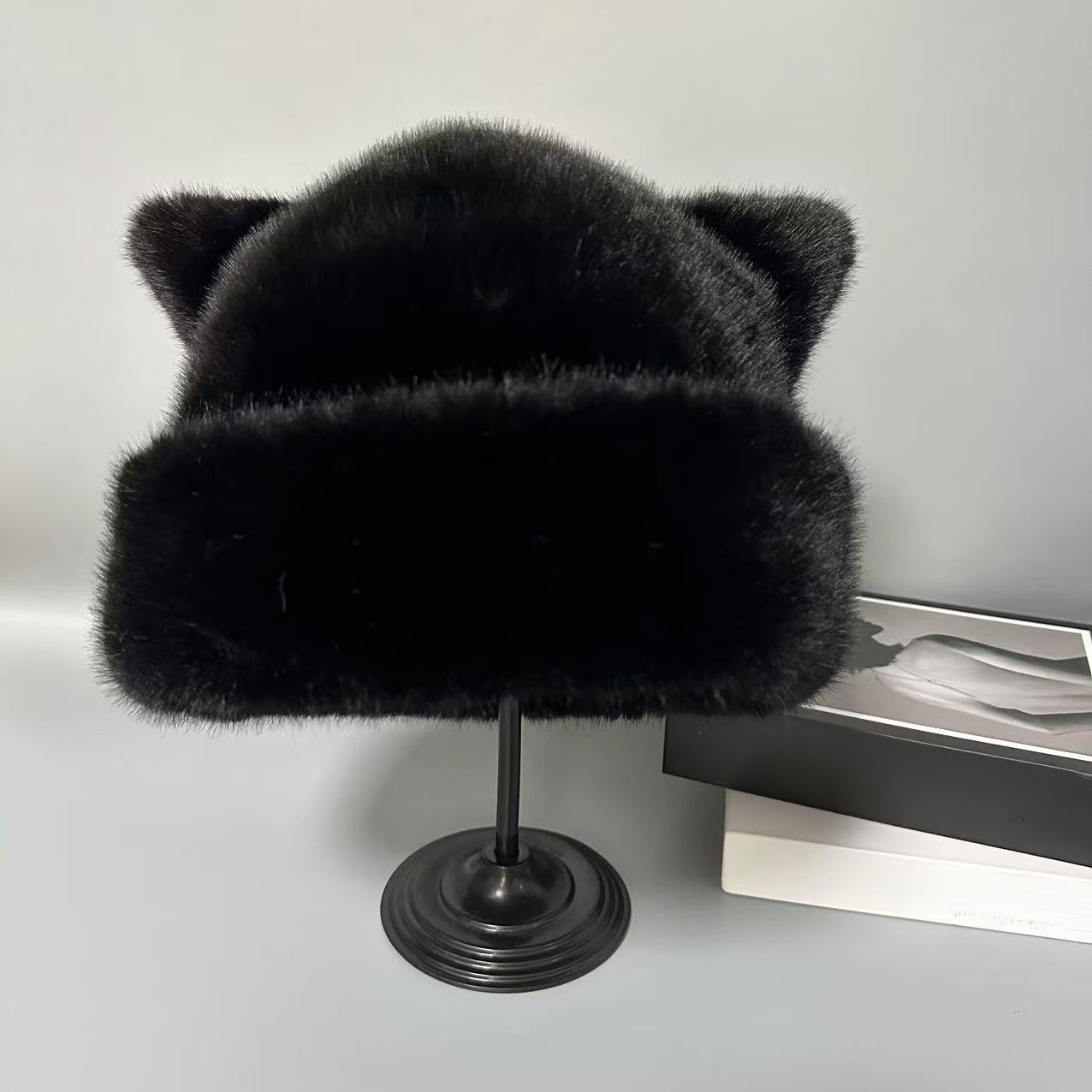 หมวกกันหนาวหนานุ่มสำหรับป้องกันหูแมว