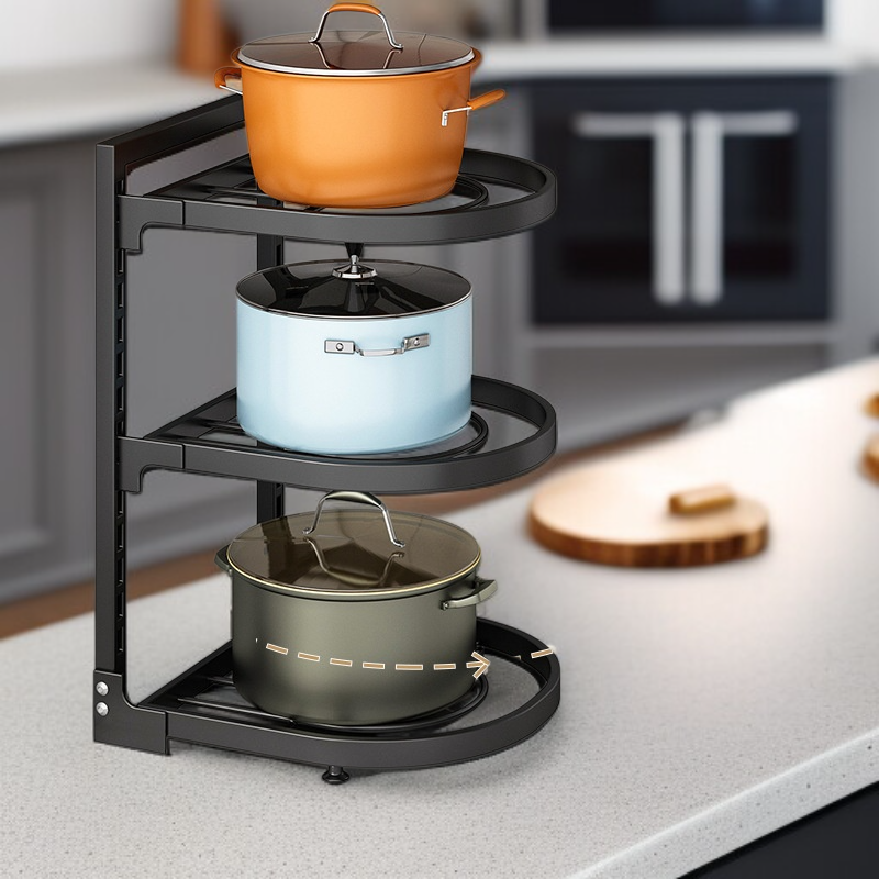 캐비닛 싱크대 아래 다층 냄비 랙 수납 선반