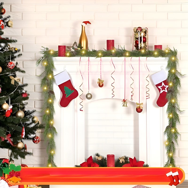 Floral wreath fireplace mantel decoration