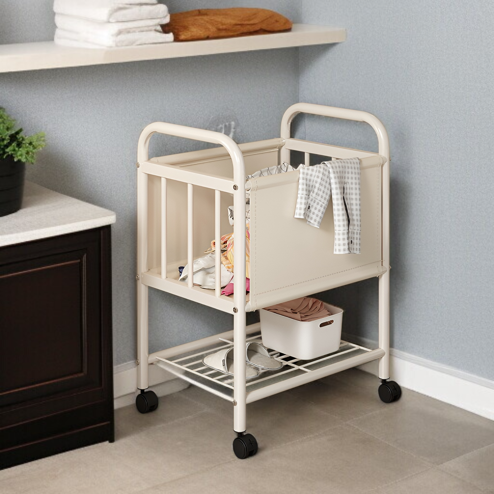 家庭用可動式汚れた衣類バスケットバスルーム大容量ランドリーバスケット寝室衣類収納カートラック
