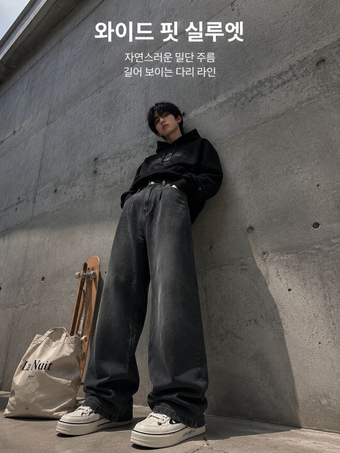 트렌디한 워싱 처리된 빈티지 청바지