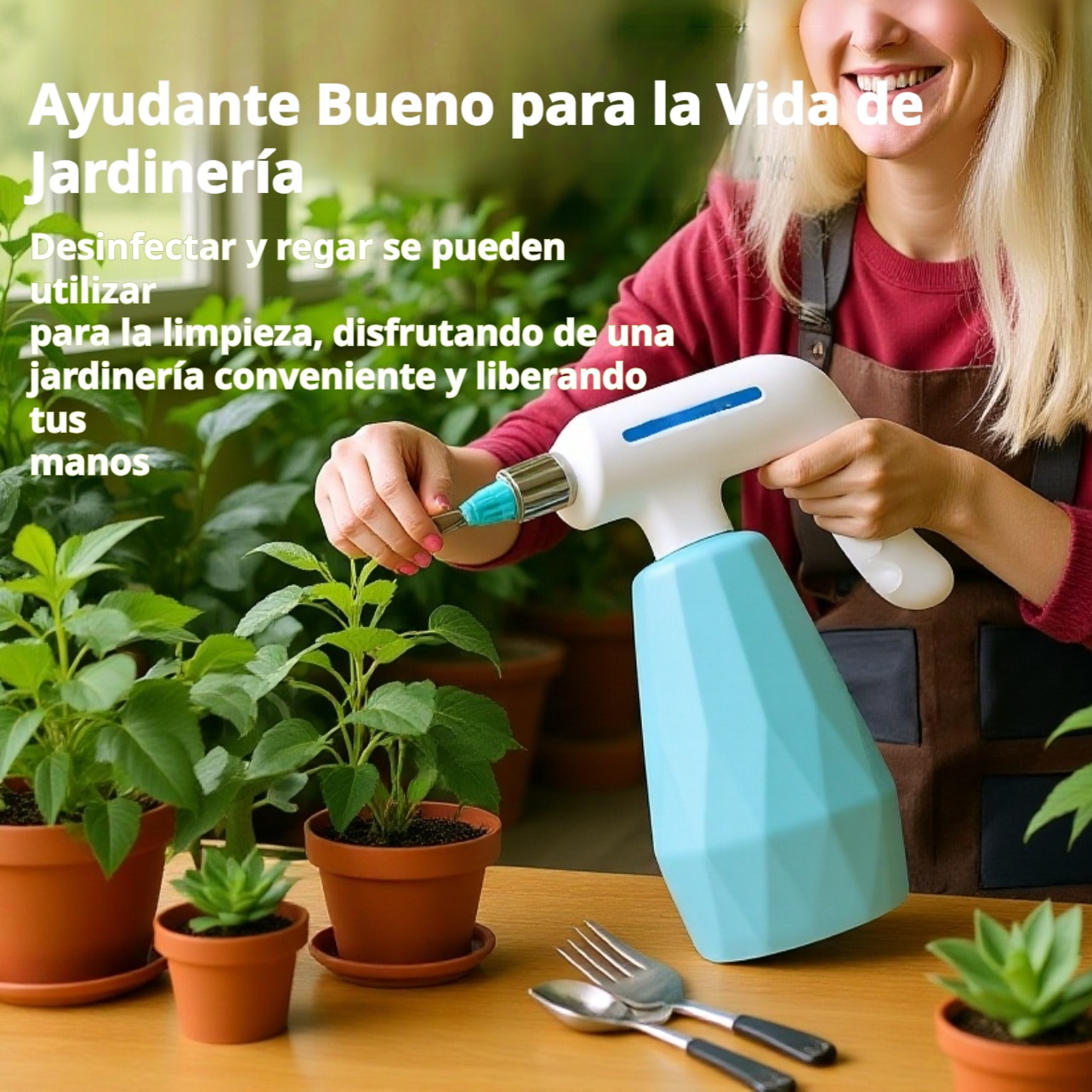 Pulverizador portátil eléctrico de 1,2L en uso en jardín