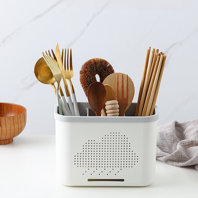다기능 가정용 수납함 젓가락통 주방 정리대 물빠짐 식기 수납함