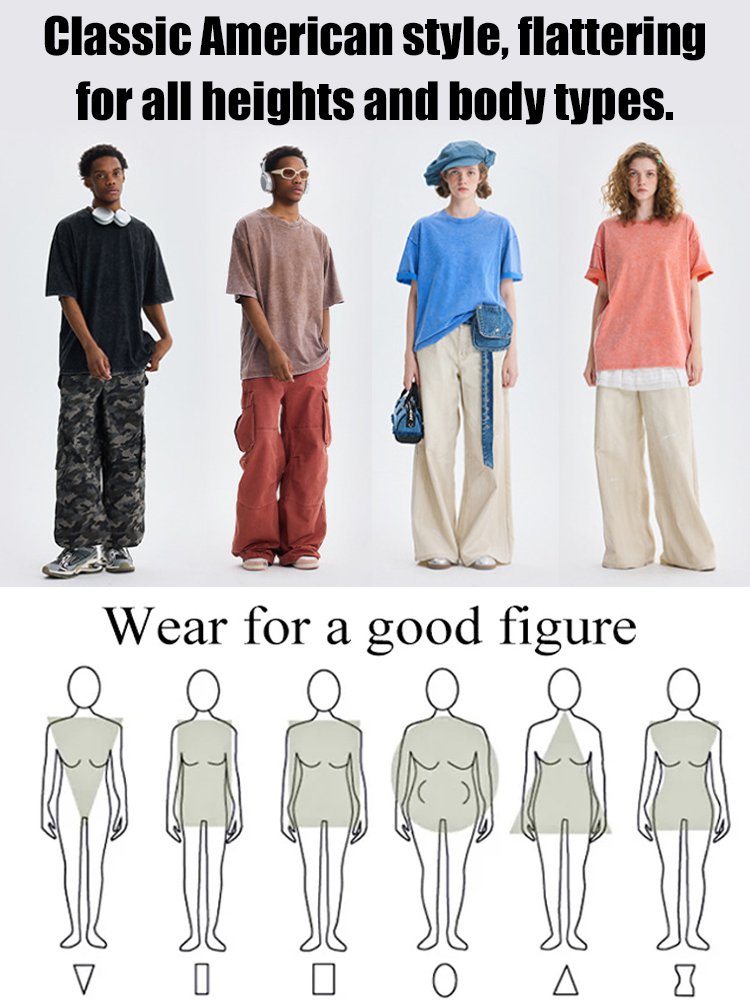 Slimming by 20 pounds American street-style washed vintage heavyweight pure cotton T-shirt