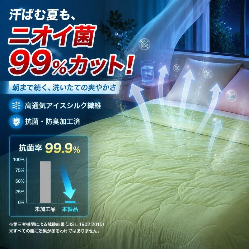 テンセル夏用クール布団 シルク抗菌 洗えるエアコン掛け布団