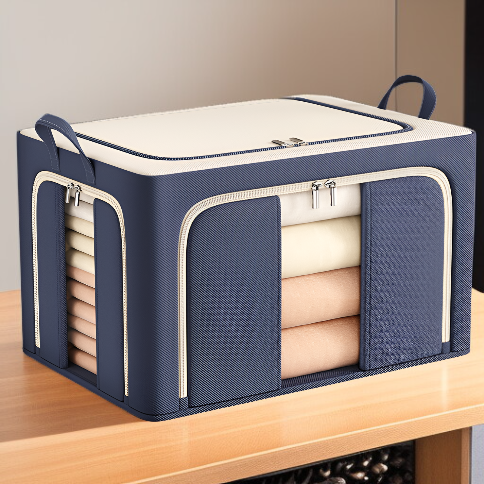 ハンドル付きの透明なコットンとリネンの収納ボックス