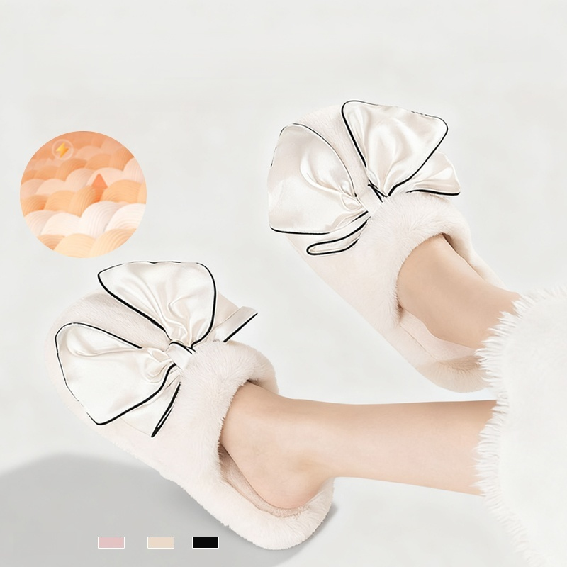 리본이 달린 솜털 슬리퍼