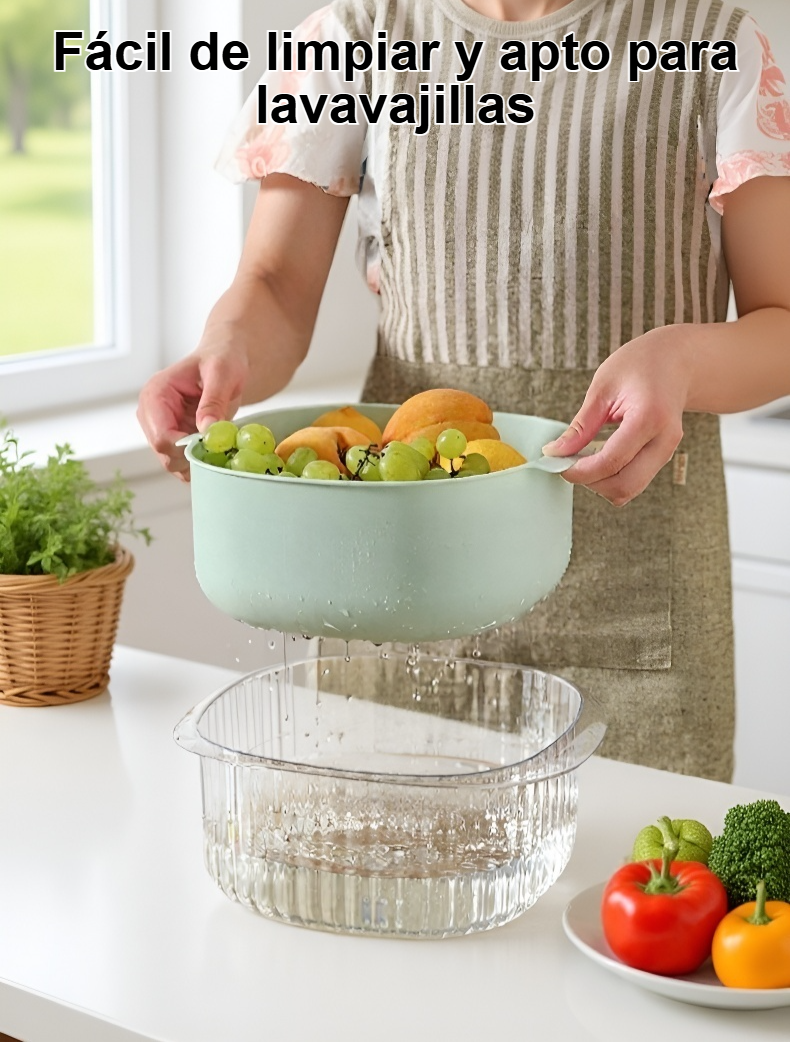 Colador engrosado de doble capa para lavar frutas