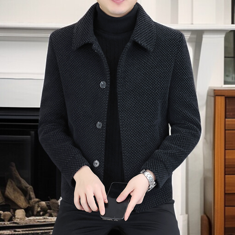 남자 기모직 재킷 도톰 기모직 재킷 데일리 통근 캐주얼 상의 가을 겨울 숏 코트