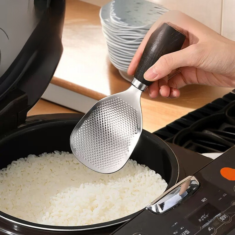 가정용 스텐 밥주걱 스탠드형 논스틱 나무 손잡이 밥주걱 밥솥 전용주걱