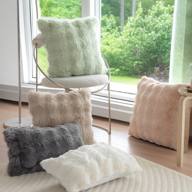 Plush Pillow Covers Pillow Covers Solid Color Plush Bedroom Bubble Plush