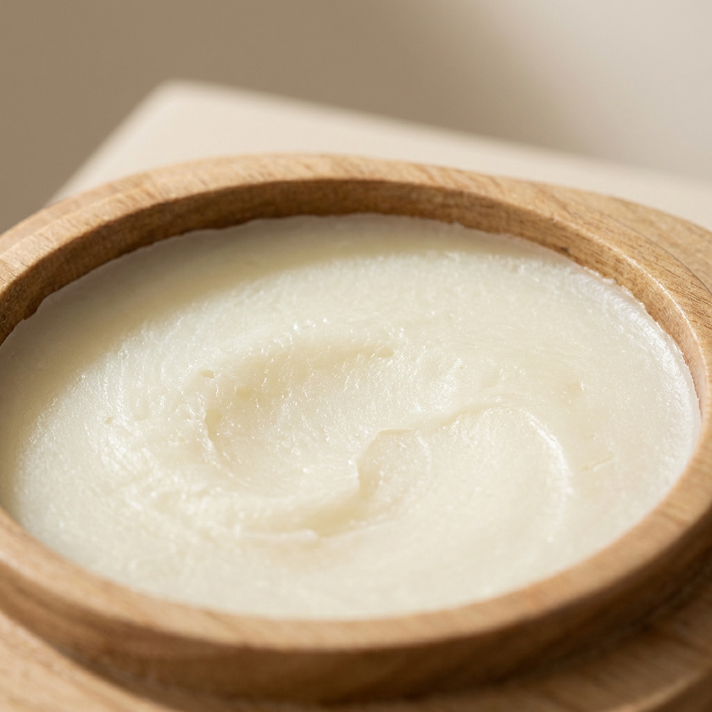 Two pieces of solid perfume balm displayed on a table