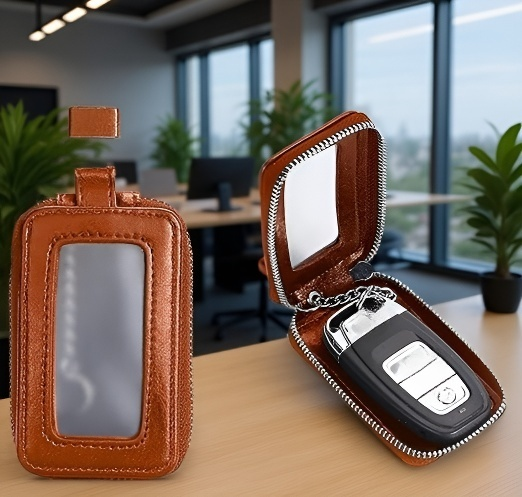 حافظة مفاتيح مع نافذة مرآة شفافة