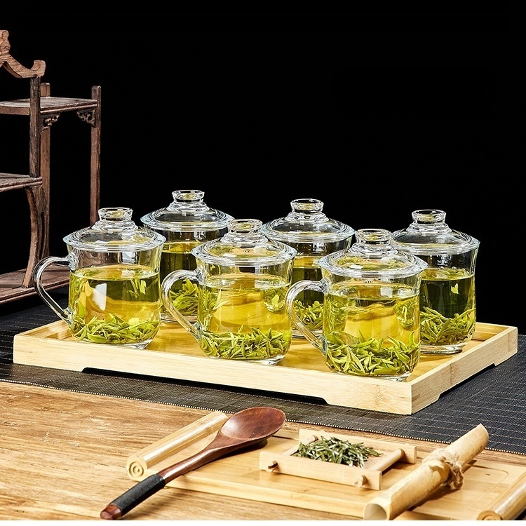 家庭用耐熱ガラスマグカップ（蓋付き）