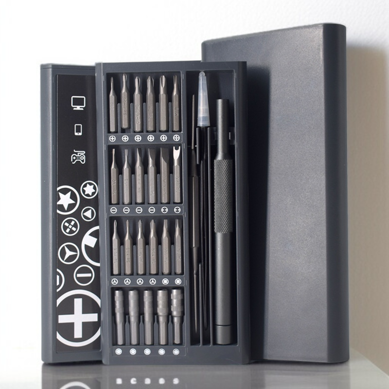 Kompaktes Multifunktions-Schraubendreher-Set mit magnetischem Edelstahl-Organizer