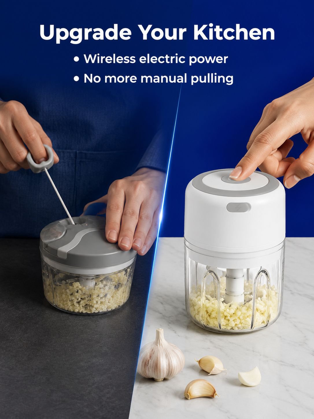 Easy to use mini garlic chopper with one touch operation
