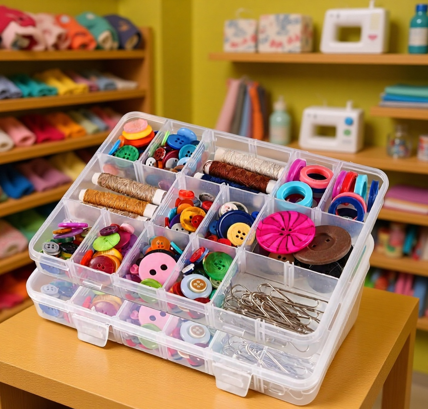 引き出しに収納された仕切り付きボックス