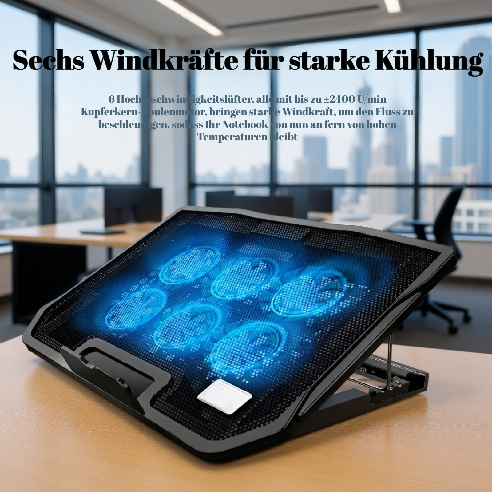 Notebook Kühler Basis Gaming 6 Lüfter Halbleiter Kühlhalter H9
