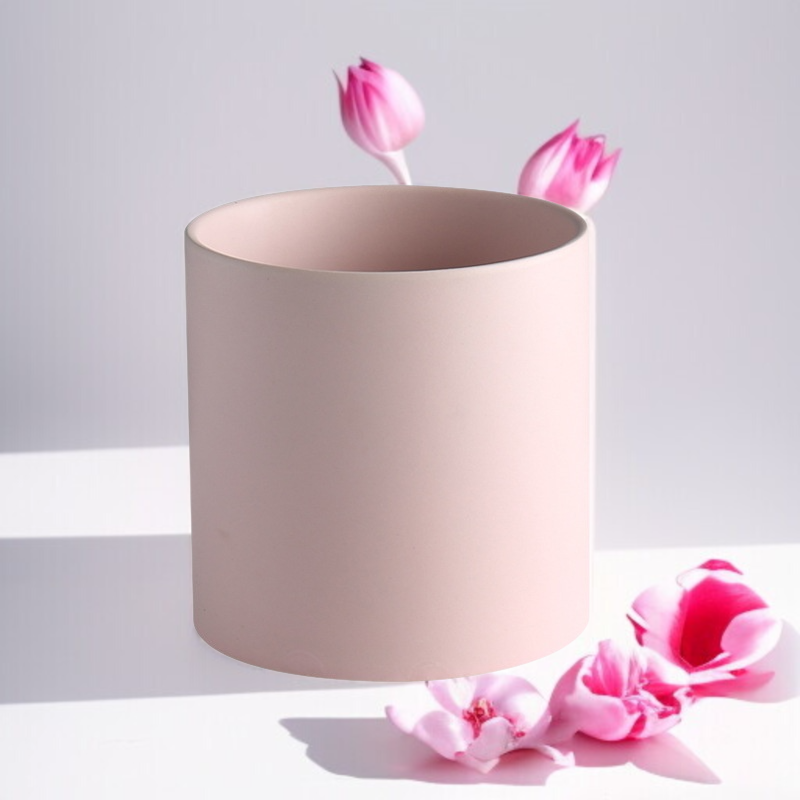 Colorful Ceramic Home Set Planter High Pot Flower Tray Round European Green Plant Planter