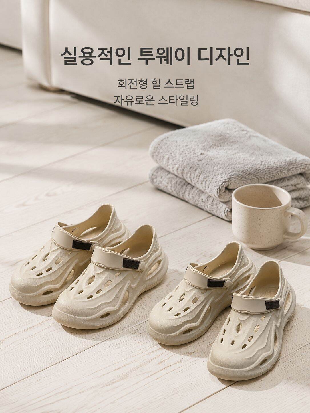 남성 샌들 크록스 스타일 두꺼운 밑창 통기성 스포츠 신발
