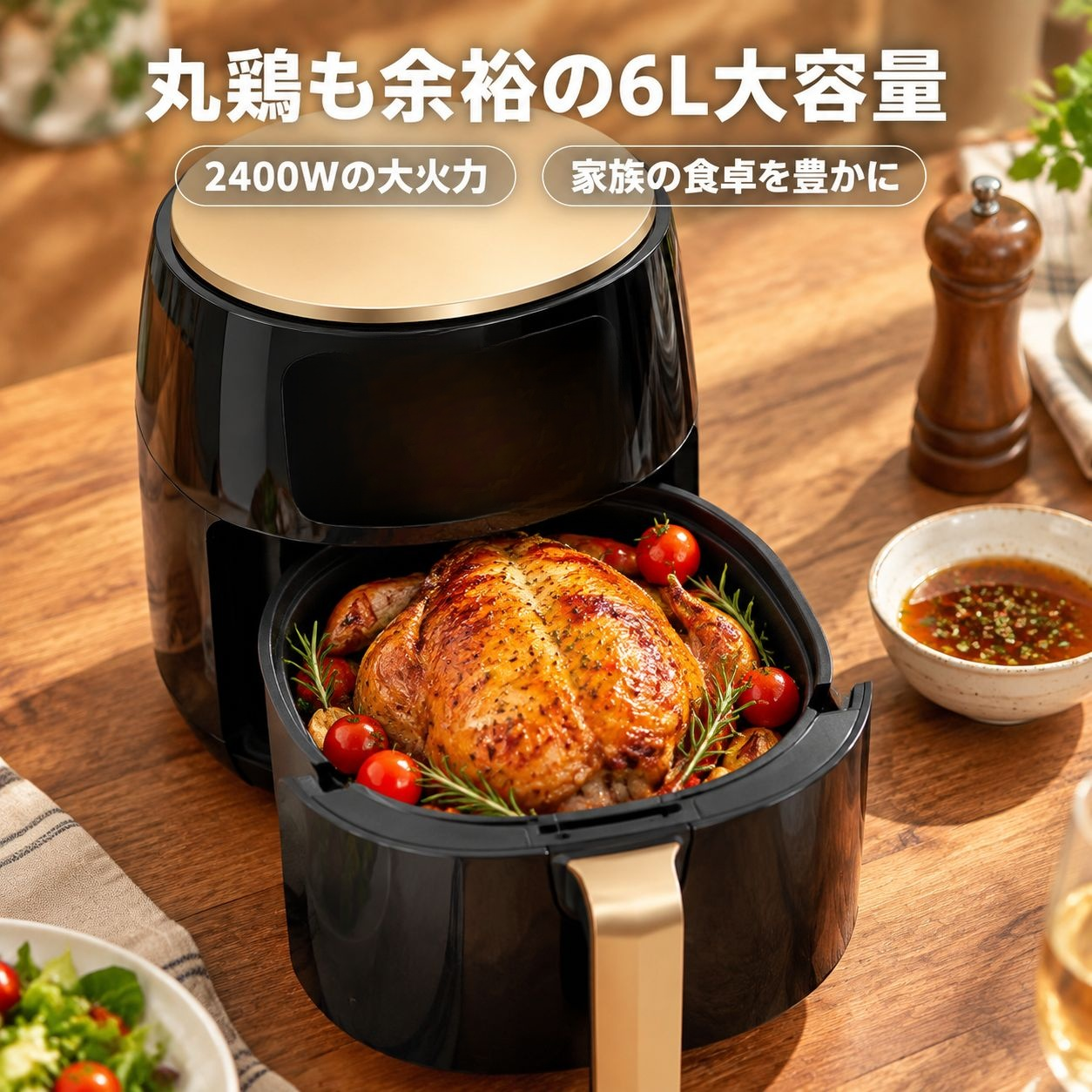 家庭用多機能エアフライヤー 6L大容量電気フライヤー
