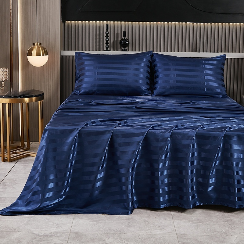 Three piece set of silk satin bed sheets