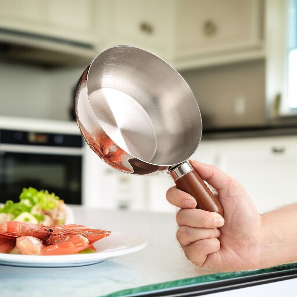 Single-Serve Stainless Steel Small Pot, High-Value Mahogany Style Snack Pot