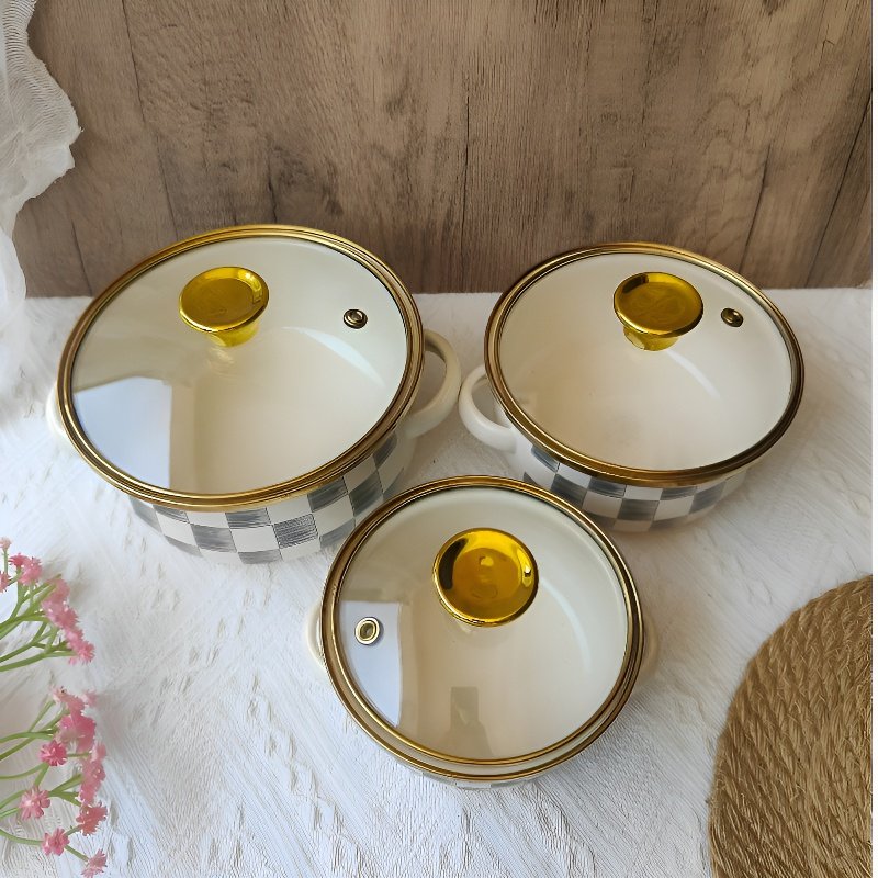 에나멜 코팅 3피스 즉석 조리 냄비 세트