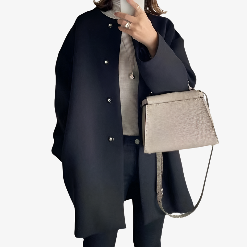 Premium Women's Autumn Winter Solid Wool Coat Loose Fit Straight Outerwear
