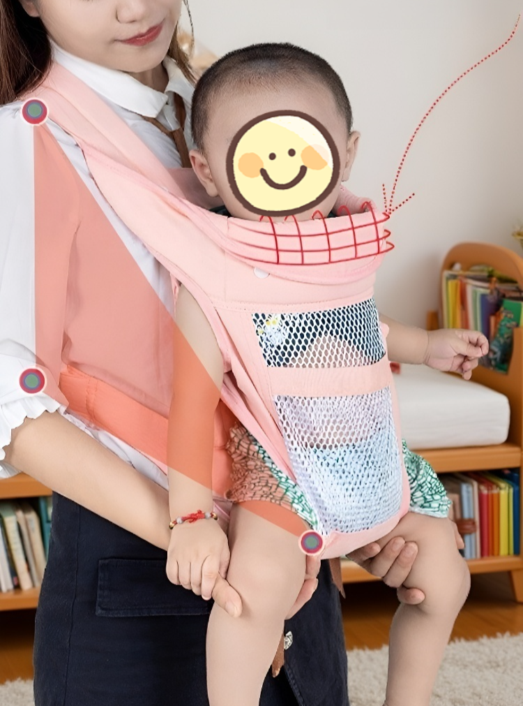 安全設計のベビーキャリアのバックル部分