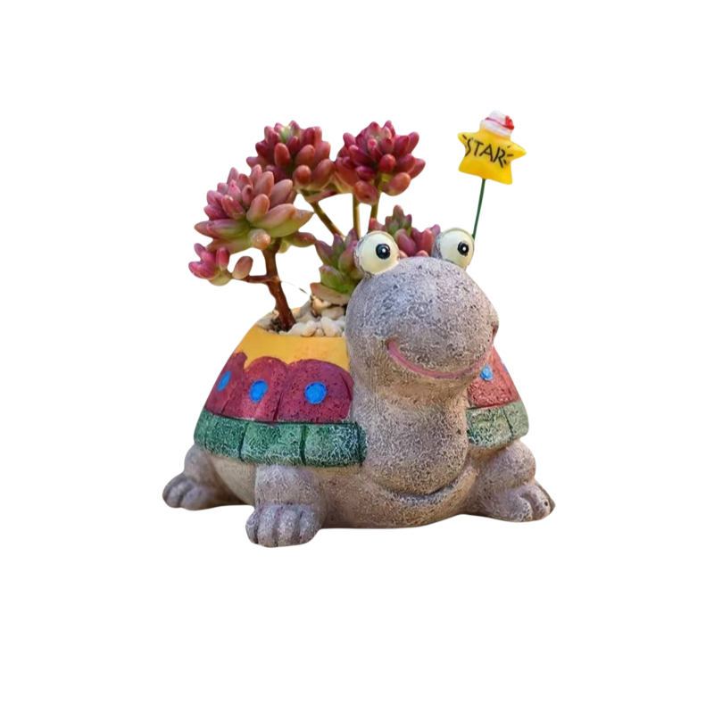 Turtle-shaped decorative plant pot