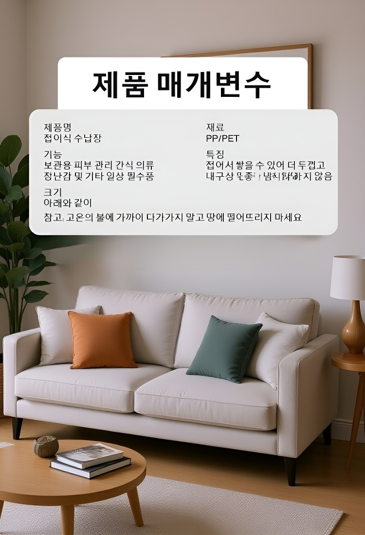 다기능 수납장 내부 구조와 수납 예시