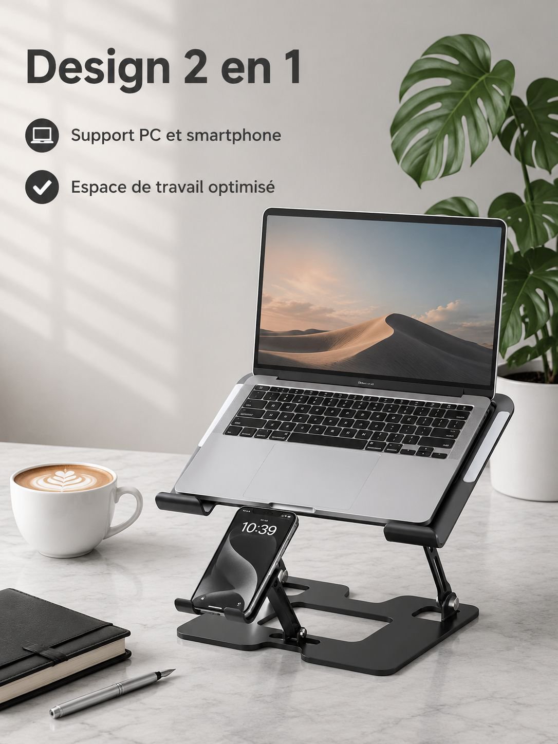 Support de refroidissement universel avec ventilateur pour ordinateur portable et téléphone