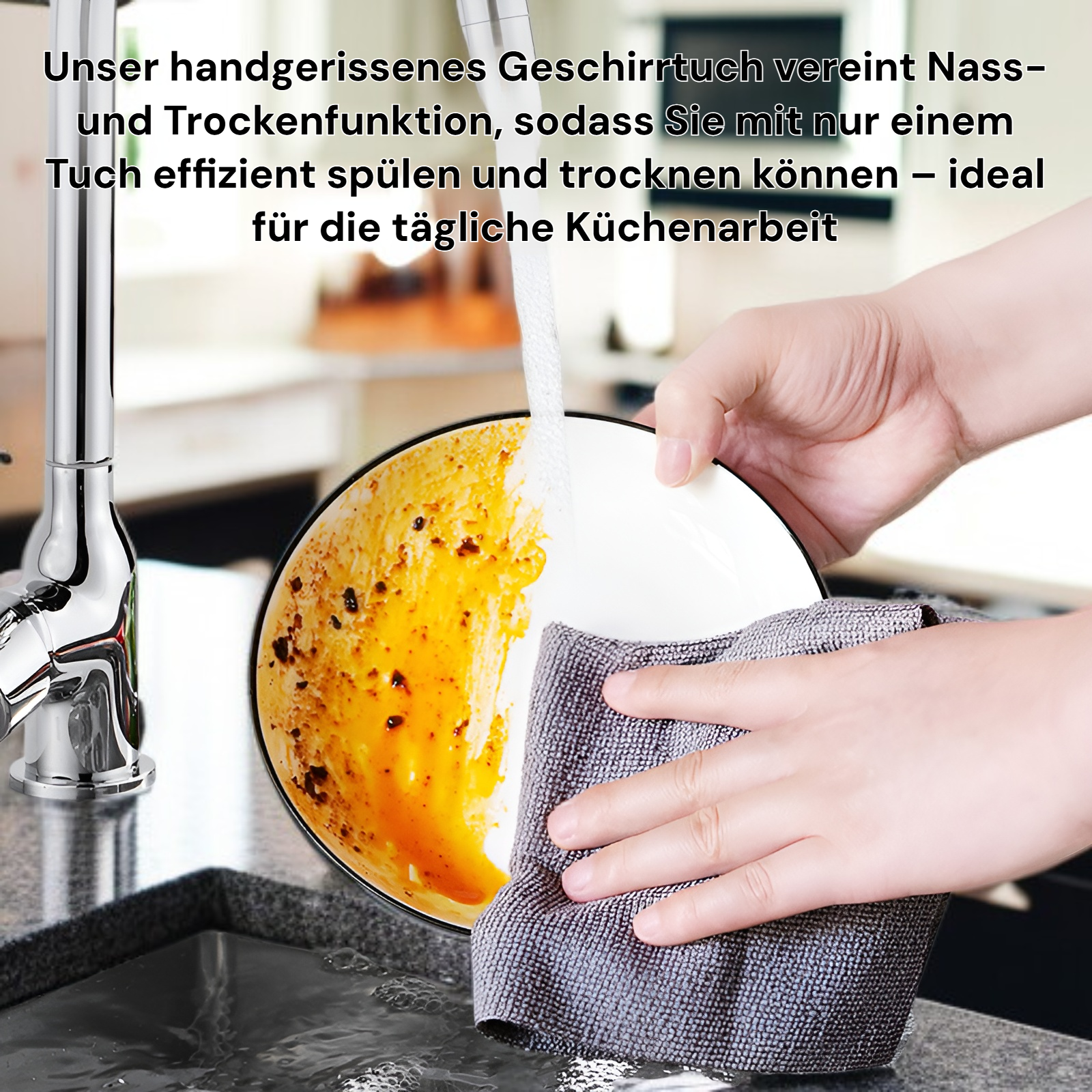 Handgerissenes Geschirrtuch Nass- und Trockengeschirrtuch