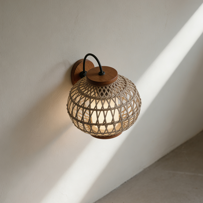 내추럴 라탄 벽램프 3P 전체 세트 이미지