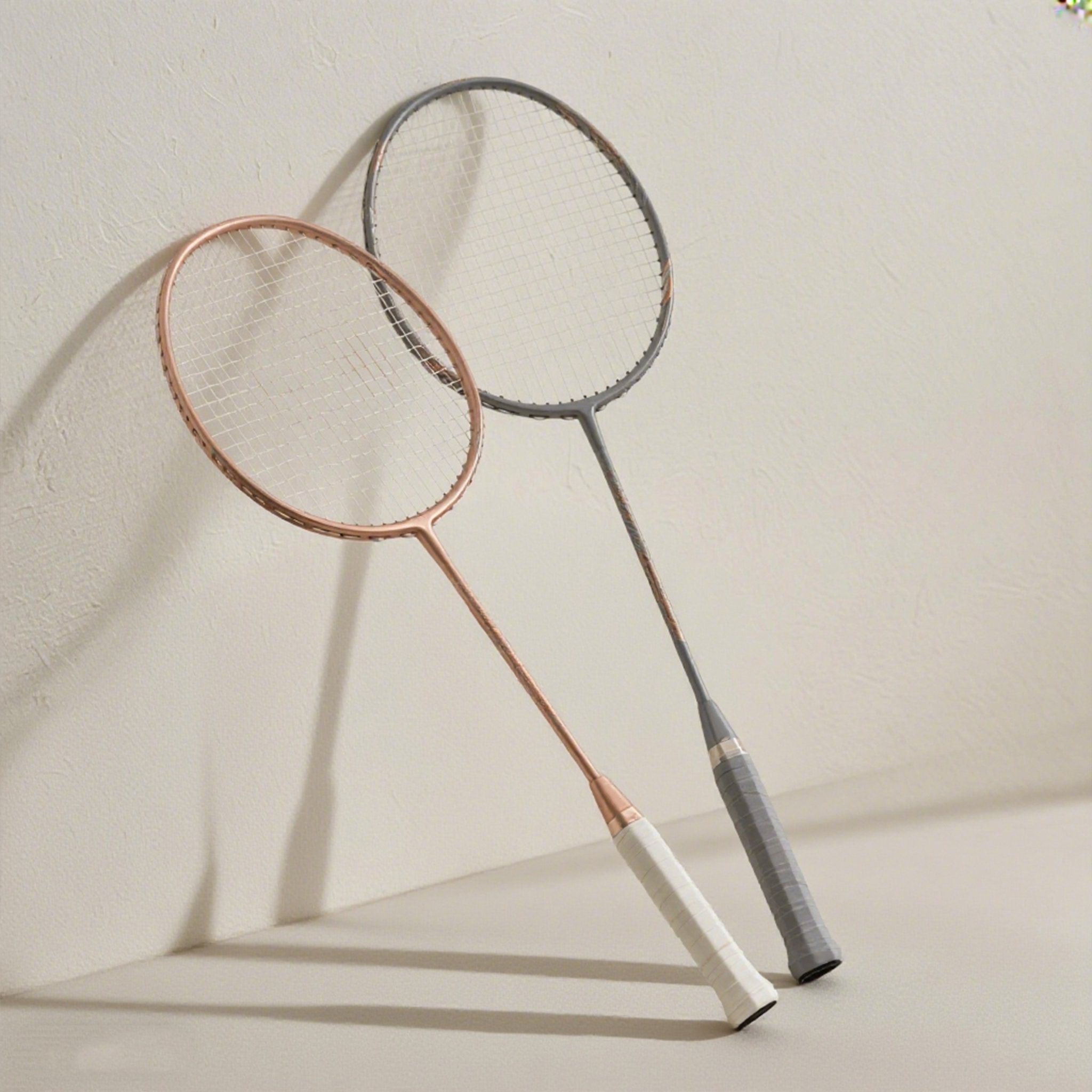 ไม้แบดมินตันสองอัน สีต่างกัน