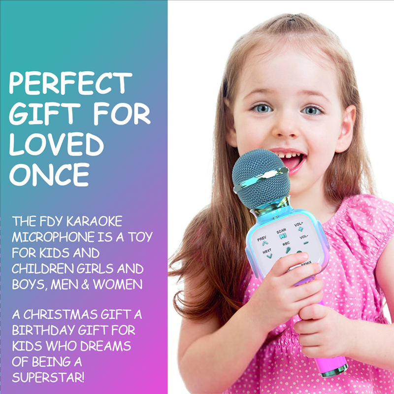 Bluetooth-Mikrofon für Kinder, tragbares kabelloses Mikrofon, Handmikrofon, Audio-All-in-One-Gerät, 