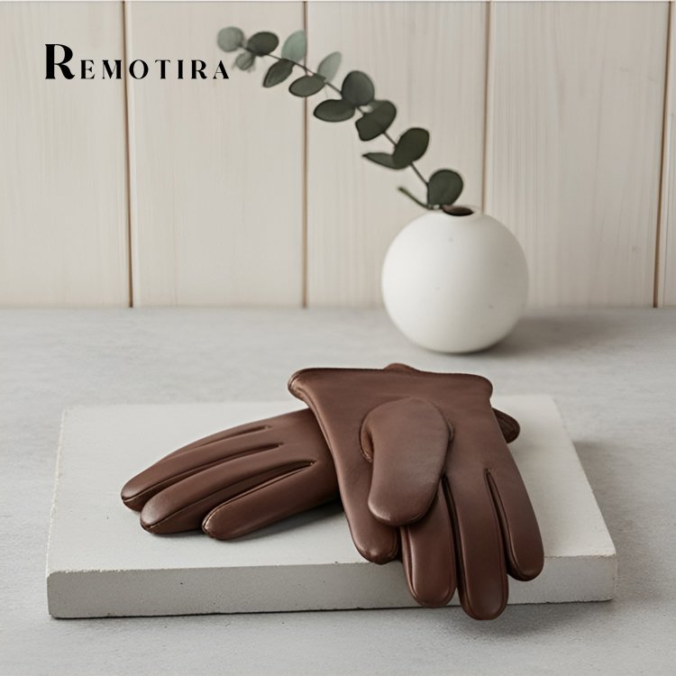 빈티지 브라운 가죽 장갑 전체 이미지