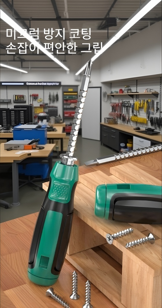 드라이버를 이용한 나사 조립 장면