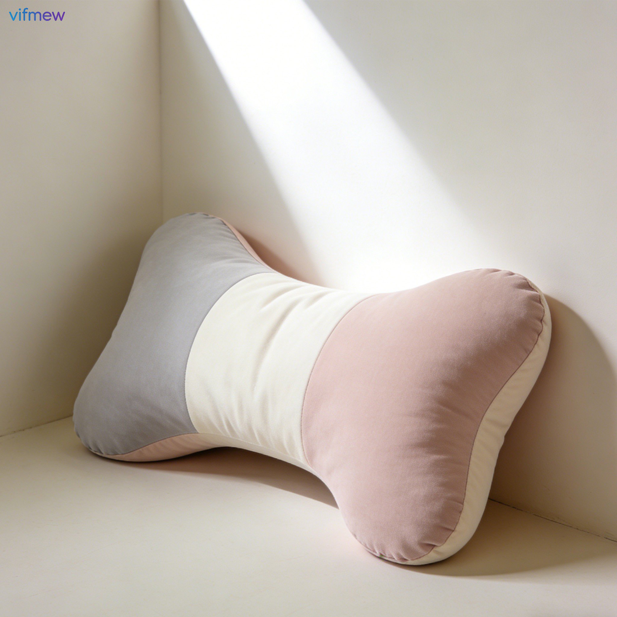 カーブ型で首をサポートする枕の側面