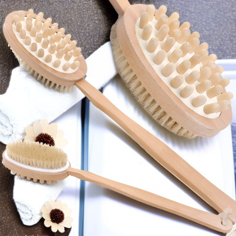 돼지갈기양면욕솔 목욕솔 긴 손잡이 등 강하게 비벼주기