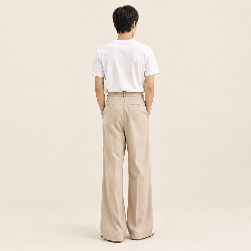 봄가을 남성용 한국 스타일 드레이프 핏 부츠컷 바지
