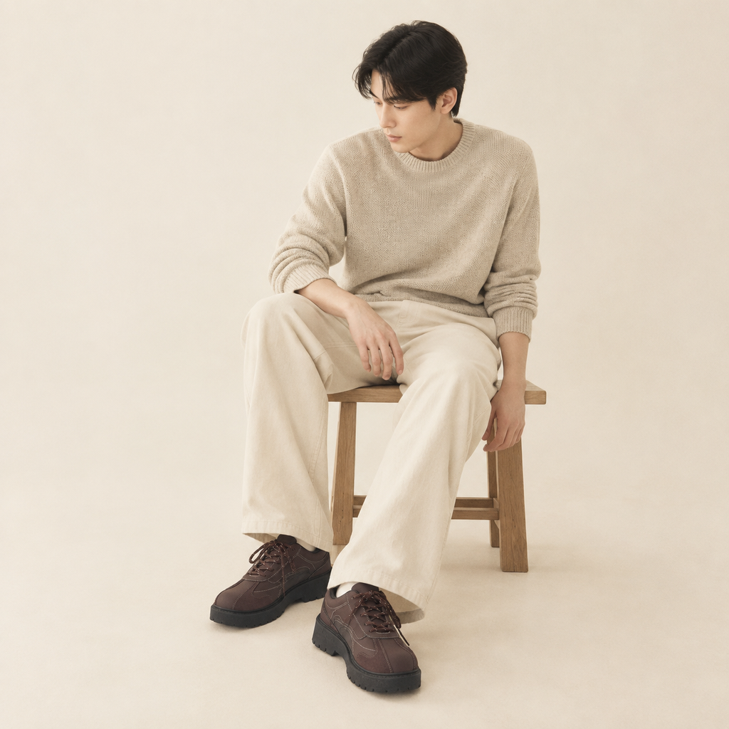 영국 클래식 더비 남성 가죽 신발 키높이 캐주얼 스타일