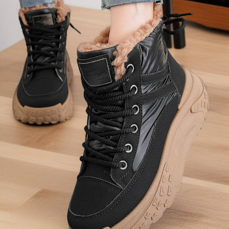 加絨高幫防風厚底鞋