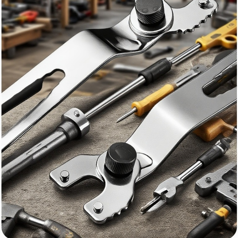 Easy tool change with 12-in-1 grinder wrench