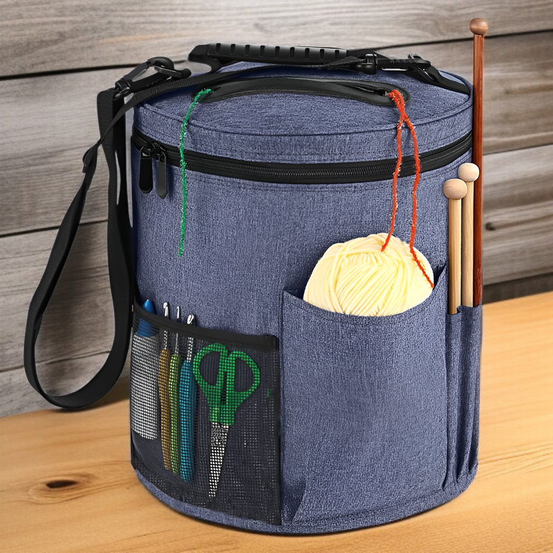 バレルヤーンバッグ DIY 手編みヤーンバッグ 大容量収納 ウールボール かぎ針編み収納バッグ