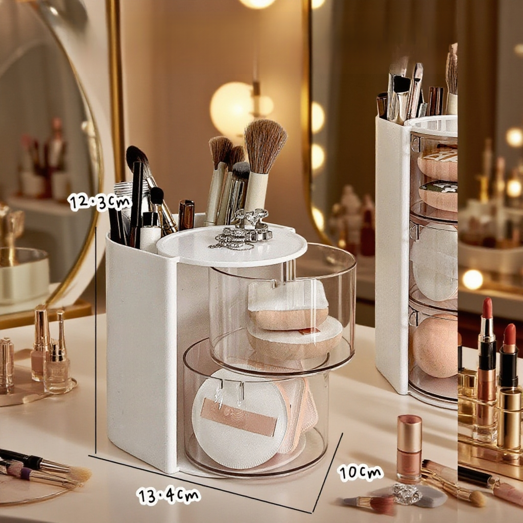 파우더 퍼프 보관함 회전 선반