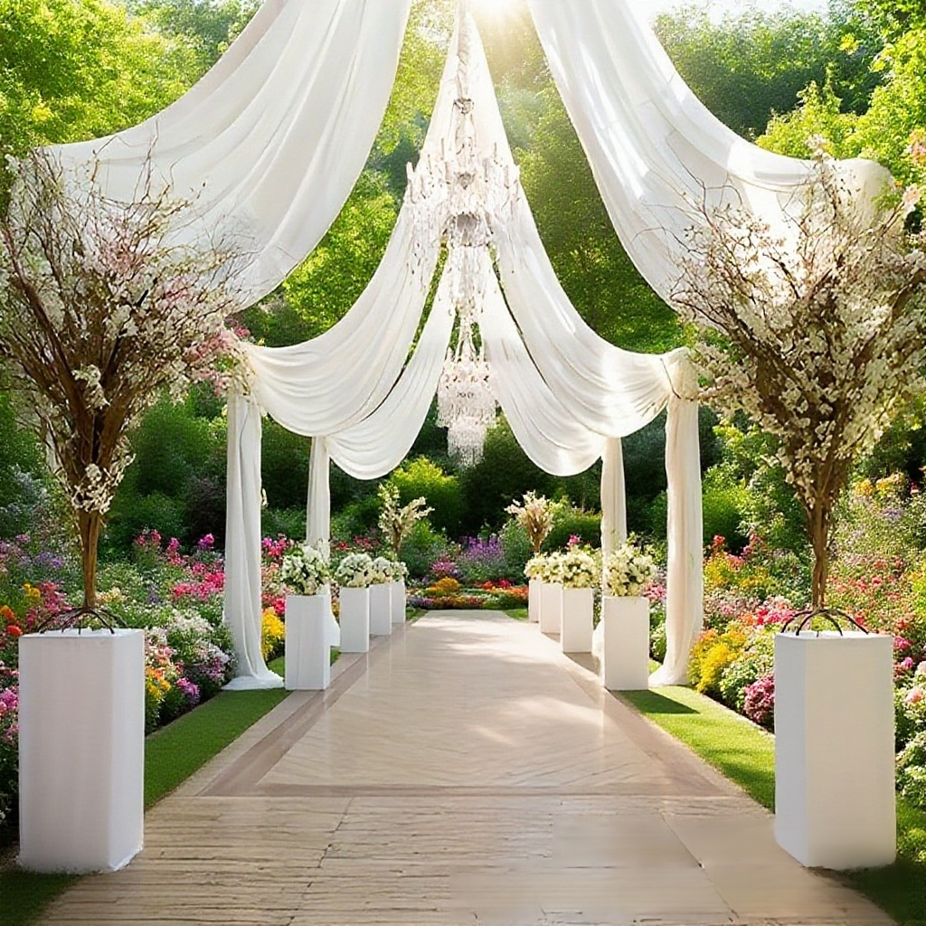 다양한 컬러의 야외 결혼식 망사