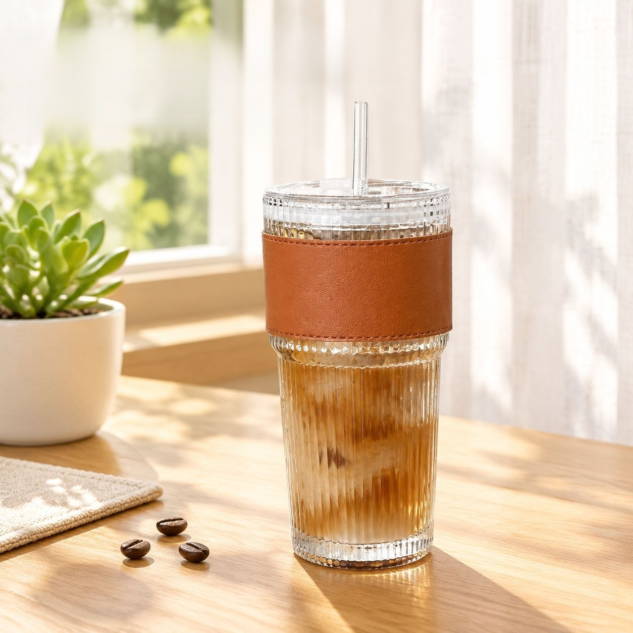 Minimalist Vertical Stripe Glass Cup